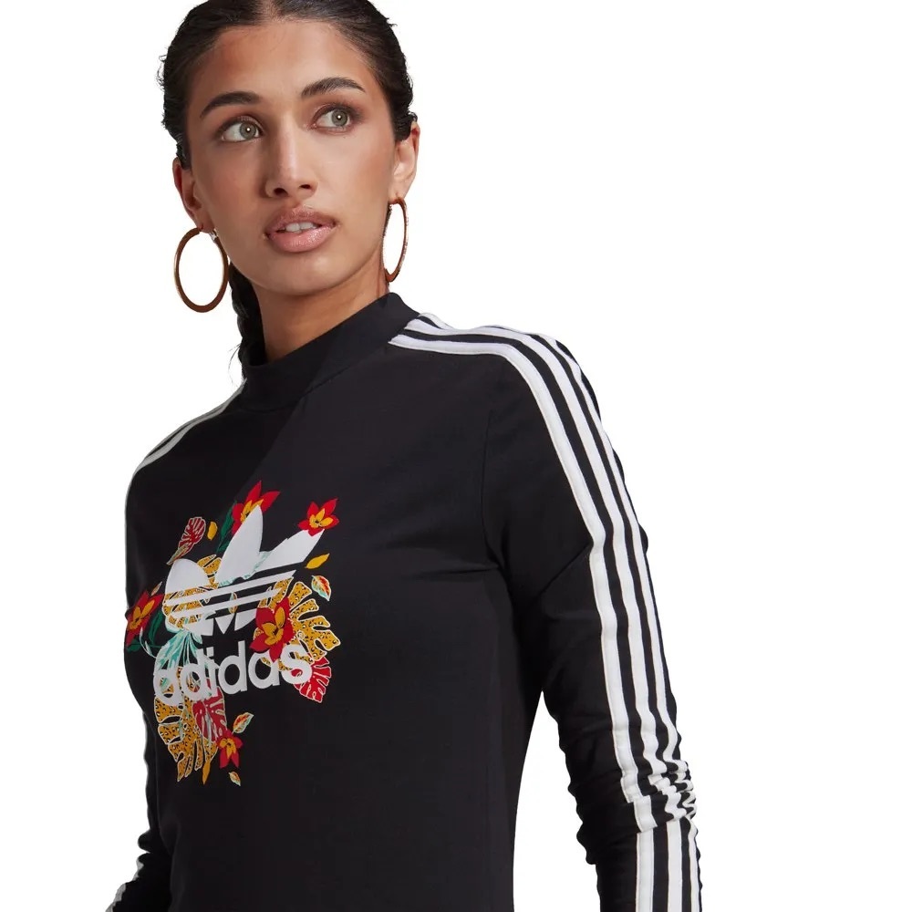 Adidas Originals HER STUDIO London Floral Trefoil Long-Sleeve Fitted Dress M - Picture 2 of 12